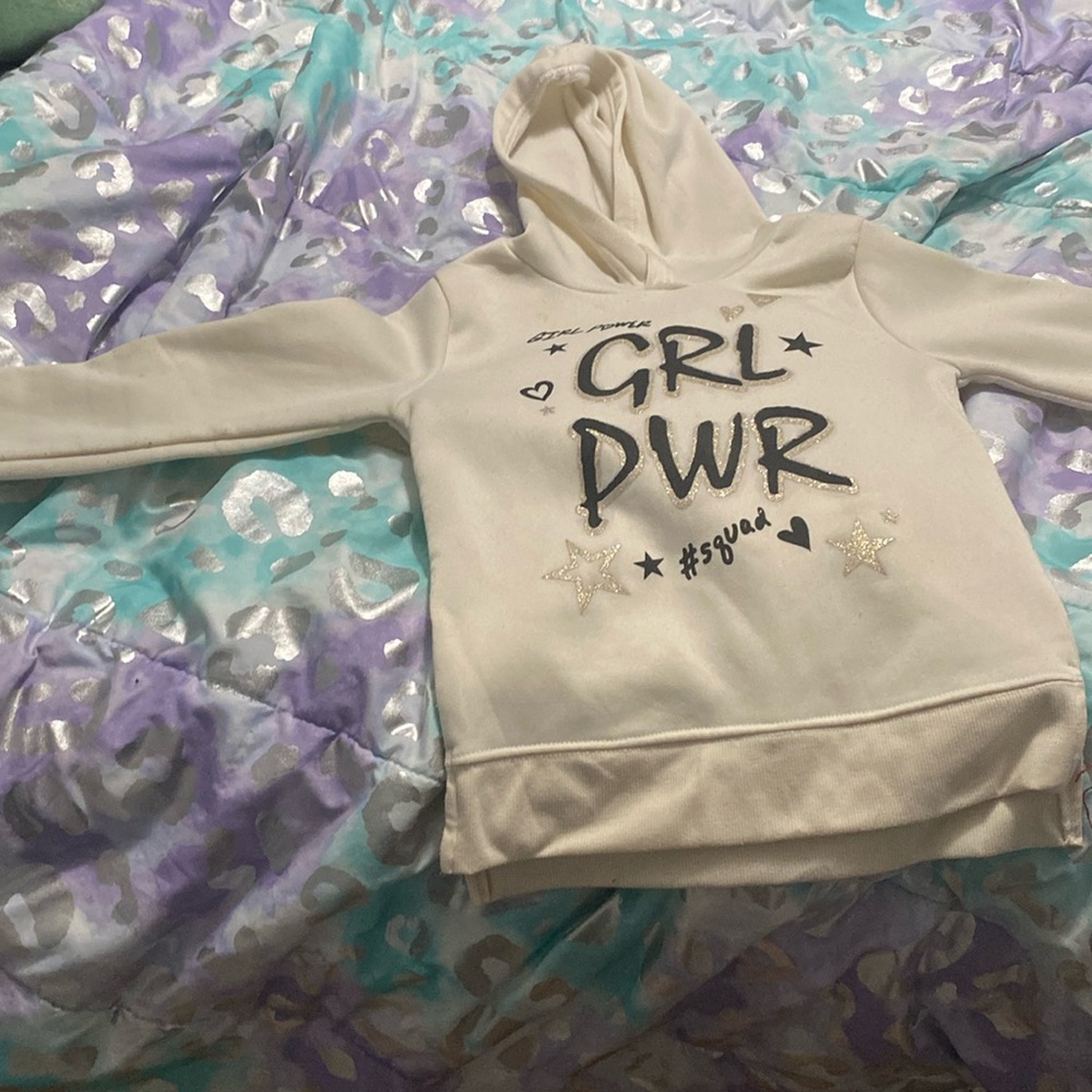 A one step up girl power white sweater 10/12